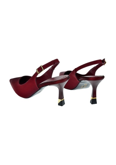 Izlife İzlife Simli Saten 8 Cm Topuklu Kadın Ayakkabı İz-50 Bordo Saten