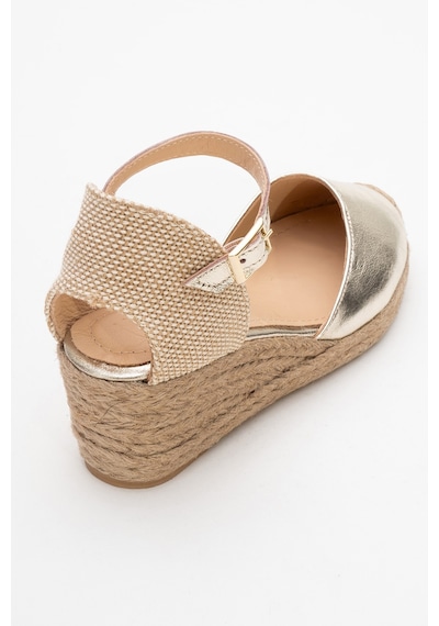 Luvishoes Luvi Shoes Aldea Altın Hakiki Deri Kadın Dolgu Topuk Sandalet Altın