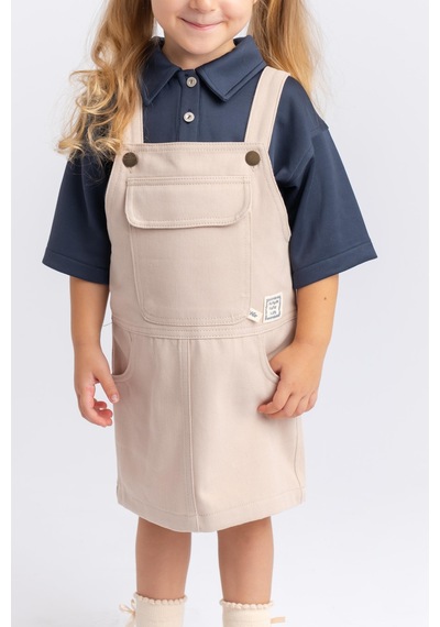 Oliventhekid Gabardin Jile Kız Çocuk Elbise Bej Bej