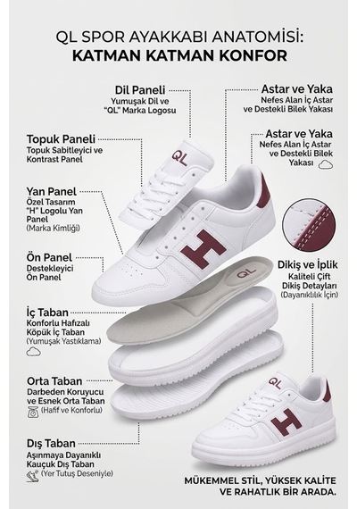 Ayakkabı Fuarı Elit Asqla1457 Kadın Klasik Sneaker Beyaz