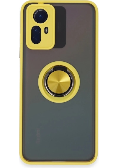 Gld-spt- Newface Xiaomi Redmi Note 12s Kılıf Montreal Yüzüklü Silikon Kapak - Sarı