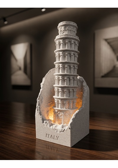 Dünya Mirasları Led Işıklı 3d Dekoratif Yapılar Koleksiyonu Pisa Kulesi Gri