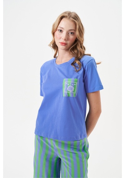 Relax Mode Kadın Çizgili Pantolonlu Kısa Kollu Pijama Takımı - 29044r Yeşil
