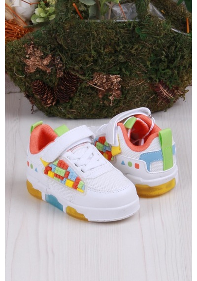 Fort Cool Legos Rahat Hafif Sneaker Işıklı Erkek Çocuk Ayakkabı beyaz