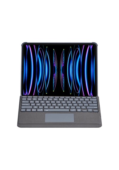 T5509d Apple Uyumlu iPad Pro 12.9 2022 Kılıf Palermo Ledli Klavyeli Standlı Tablet Kılıfı - Siyah Diğer