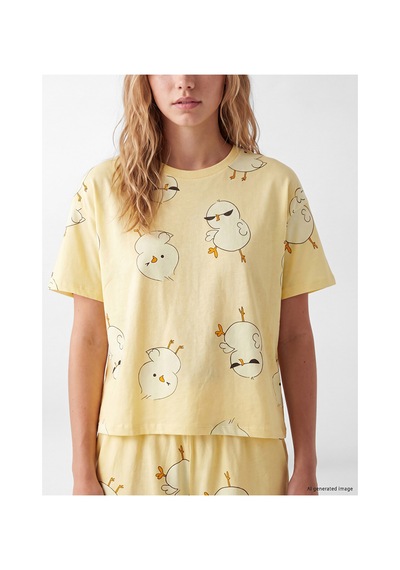 Lcw Young Sarı Desenli Kadın Şortlu Pijama Takımı