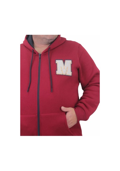 Starbattal Büyük Beden Fermuarlı Sweat M 23217 Bordo-Bordo