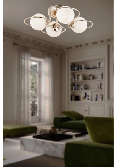 Eray Aydınlatma 4 Lü Opal Camlı Rose Gold Avize