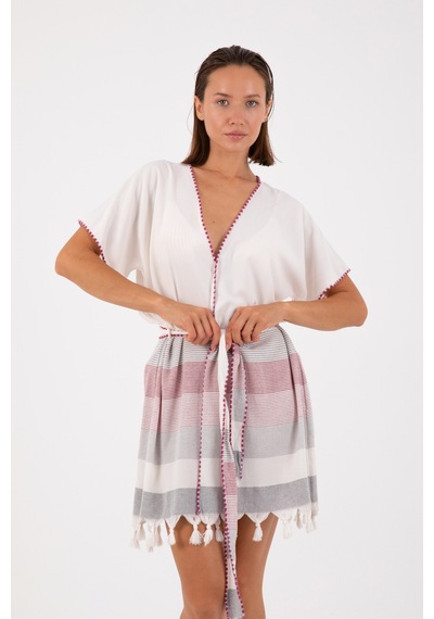 Dokubba - Kimono - Peştemal Kimono - Mikanos Kimono Beyazbordo Beyazbordo