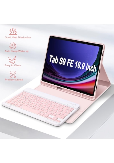 Galaxy Uyumlu Tab S9 Fe 10.9 Klavyeli Kılıf Bluetooth Türkçe Q