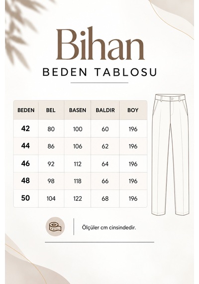Bihan Store Kadın Bilek Boy Kemersiz Klasik Pantolon W27-247 - Lacivert