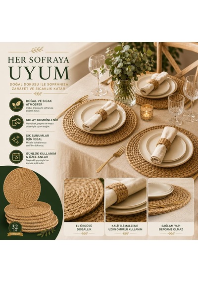Sogud Hasır Supla 6 Lı Set - 32 Cm Yuvarlak Amerikan Servis - Doğal Hasır Görünümlü El Örgüsü Supla Takımı - Runner Ve Masa Dekorasyonu İçin Dayanıklı Şık Servis Altlığı - Kahverengi Çok Renkli Sogud Hasır Supla 6 Lı Set - 32 Cm Yuvarlak Amerikan Servis - Doğal Hasır Görünümlü El Örgüsü Supla Takımı - Runner Ve Masa Dekorasyonu İçin Dayanıklı Şık Servis Altlığı - Kahverengi Çok Renkli