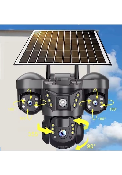 Harvox Solar Güneş Enerjili İnsan Takibi 15mp 3 Lens 4g Akıllı Kamera Sirenli