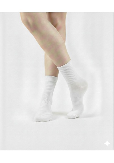 Ozzy Socks Kadın 4 Çift Bambu Lastiksiz Sıkmayan Diabetik Bilek Çorap Beyaz