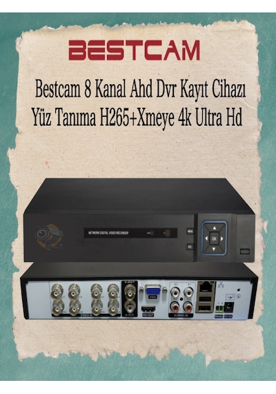 Bestcam 8 Kanal Ahd Yüz Tanıma H265+ Xmeye 4K Ultra HD DVR Kayıt Cihazı