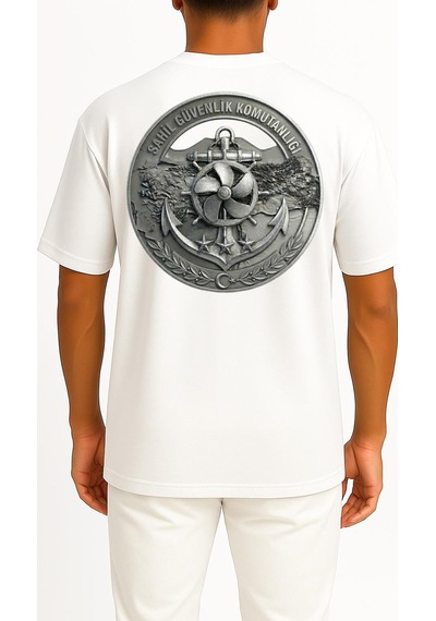 Bahriyeli Collection Oversize Sg Cep Ve Sırt Baskılı Unisex T-shirt Beyaz