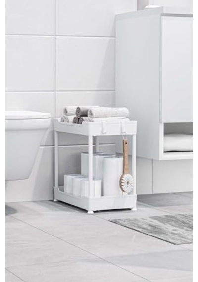 2 Katlı Plastik Beyaz Banyo Mutfak Rafı Mıt1054 Diğer