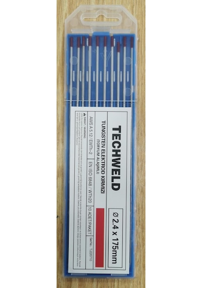 Tungsten Elektrod Kırmızı Argon Iğnesi 2.4Mm Boy:175Mm