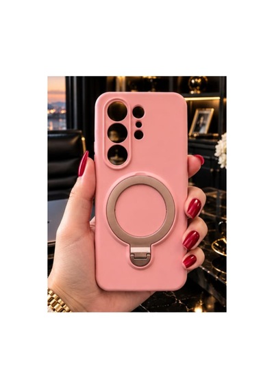 Samsung S26 Ultra İle Uyumlu 360 Derece Dönebilen Kalın Metal Magsafe Halka Stantlı İçi Kadife Korumalı Ultra Lüx Premium Silikon Kılıf Pembe Samsung S26 Ultra İle Uyumlu 360 Derece Dönebilen Kalın Metal Magsafe Halka Stantlı İçi Kadife Korumalı Ultra Lüx Premium Silikon Kılıf Pembe