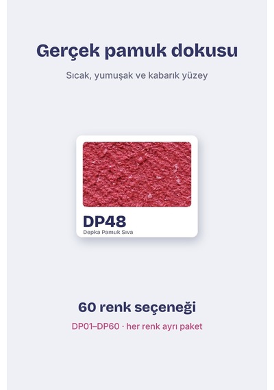 Depka Pamuk Sıva Dp48 2 Kg 7-8 M² İpek Sıva Alternatifi Isı Ve Ses Yalıtımlı Dekoratif Sıva
