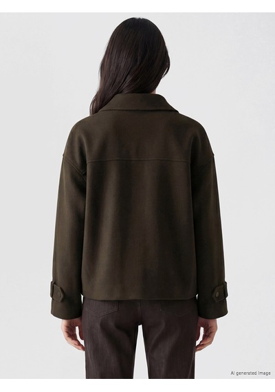 Lcw Vision Haki Dik Yaka Oversize Kadın Kaşe Ceket
