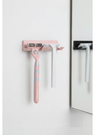 Pembe Yapışkanlı Traş Bıçak Bıçağı 2 Jilet İçin Traş Bıçaklık 2li Jiletlik Banyo Organizer