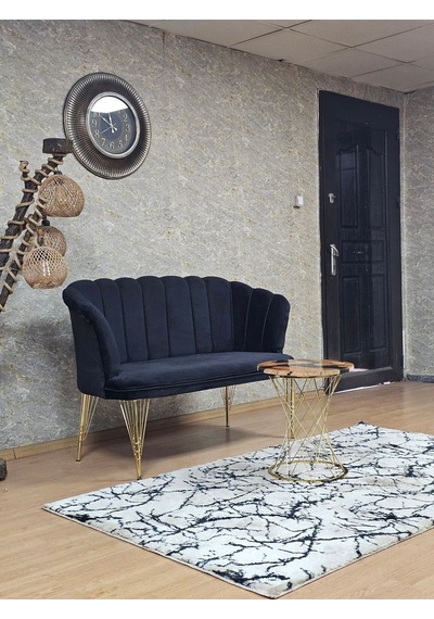 Zafir İkili Gold Kaplama Tel Ayak Papatya Çay Seti Koltuk Takımı , Balkon, Salon, Ofis, Cafe Koltuk Takımı Siyah