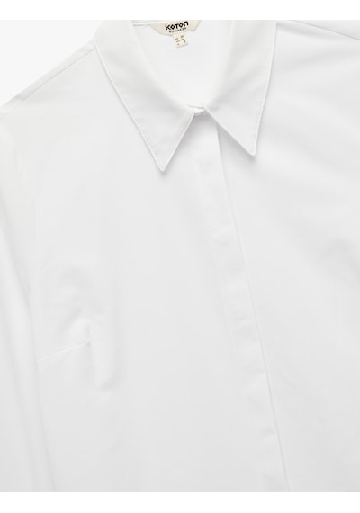 Koton Regular Fit Klasik Yaka Uzun Kollu Poplin Gömlek Kırık Beyaz 6wak60095uw Ekru