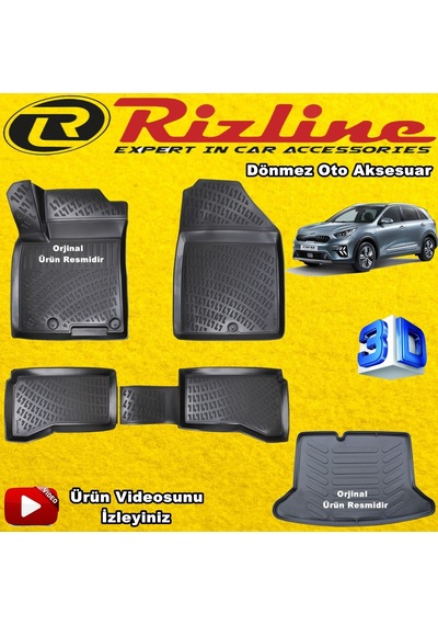 Kia Niro 3D Havuzlu Paspas+Bagaj Havuzu 2017 Sonrası Rizline N11.15686