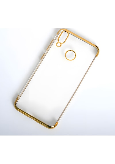 Huawei Honor 8c Kılıf Dört Köşeli Lazer Silikon Kılıf Gold