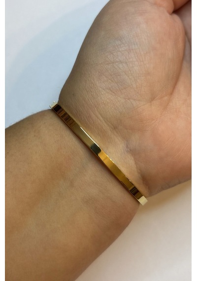 Kadın Çiçek Desen Çelik Bilezik Gold