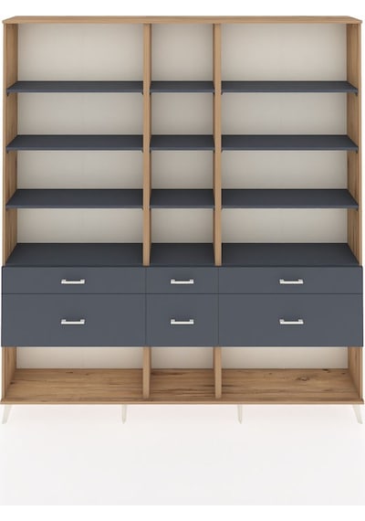Arges Dolap 12 Raflı 6 Çekmeceli 220x30x243 Çam-antrasit/antrasit Antrasıt/antrasıt Arges Dolap 12 Raflı 6 Çekmeceli 220x30x243 Çam-antrasit/antrasit Antrasıt/antrasıt