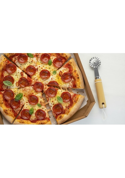 İtalyan Tasarım Pizza Dilimleyici Şık Ahşap Tasarım Renkli