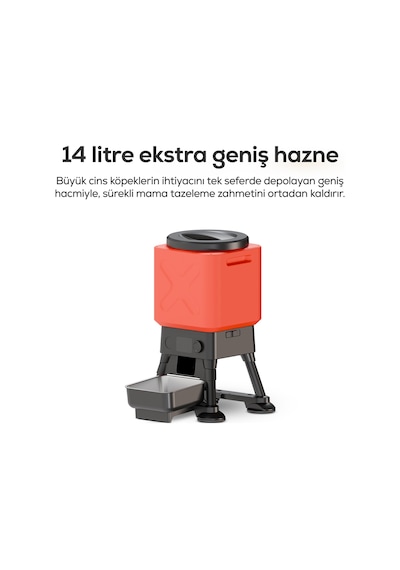 Xenon Smart Köpek Mama Kabı Akıllı, Uygulama Kontrol, 14l, Yükseltilmiş Ortopedik Tasarım, Çelik Kase X8631