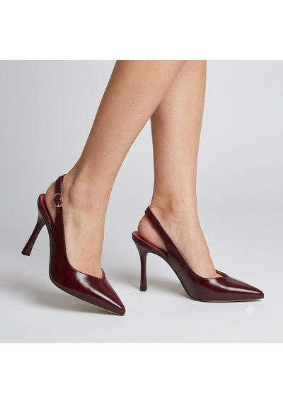 Kindep Park Moda Burnu Kapalı Topuklu 8 Cm Kadın Ayakkabı Bordo