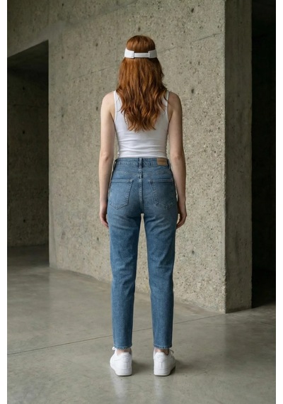 Hiccup My Fashıon Yüksek Bel Dar Kesim Skinny Kot Pantolon Oxford Mavisi