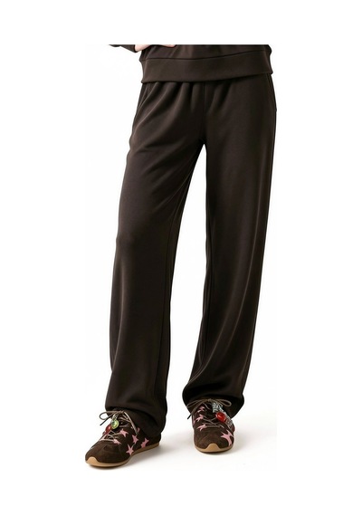 Hiccup Modal Touch Basic Sweatshirt & Geniş Paça Pantolon İkili Takım Koyu Kahverengi