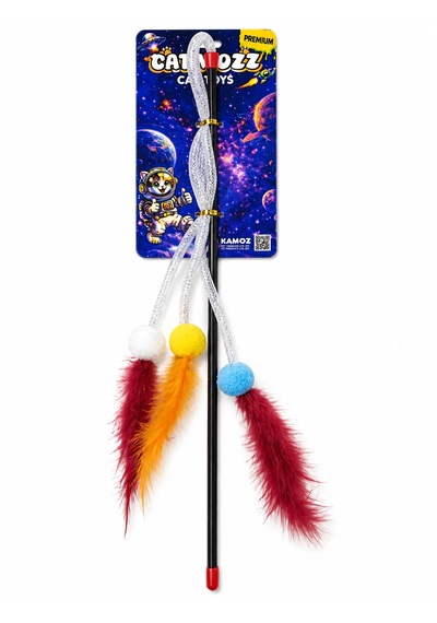 Catmozz Premium 3'lü Tüylü Ponpon Boru Olta 45 Cm