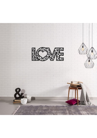 Cajuart Dekoratif Modern Siyah Büyük Ahşap Love Yazısı Tablo Aşk