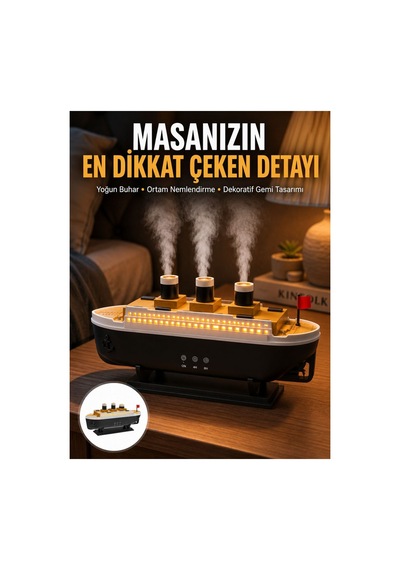Yeni 7 Renk Ortam Işıklı Dekoratif Gemi Tasarım Hava Nemlendirici Difüzör Yeni Nesil Trend