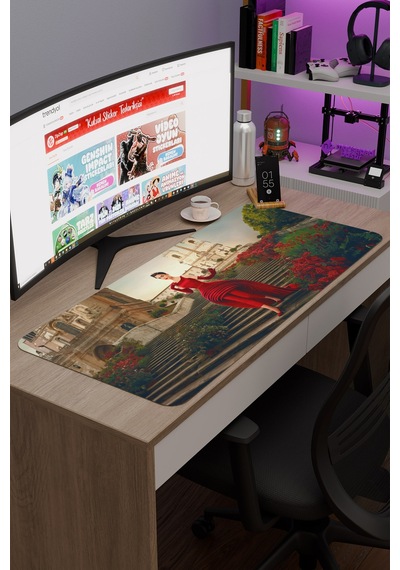 Emily İn Paris V2 90x40 Xxl Gaming Kauçuk Kaymaz Taban Mouse Pad Fare Altlığı