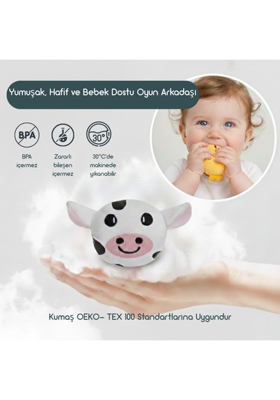 Momely My First  Farm Set Bebek Peluş Çiftlik Evi Ve Hayvan Oyuncakları, Yıkanabilir Duyusal Set +6ay