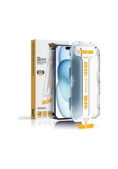 Buff Apple iPhone 15 Uyumlu 5d Easyfit Ekran Koruyucu