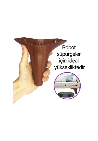 4 Adet Zelve 12 Cm Ceviz Ahşap Desenli Lüx Mobilya Kanepe Sehpa Ünite Koltuk Ayağı Baza Ayak