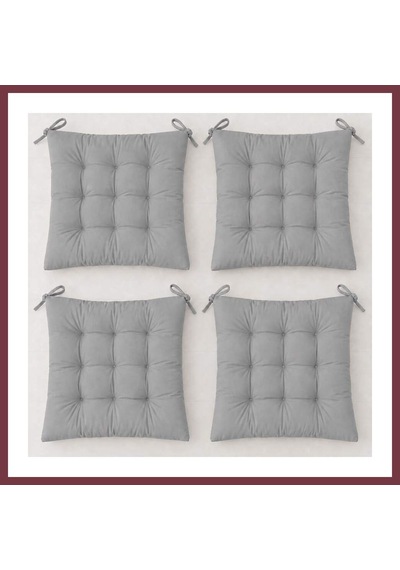 Storeşahin 4 Lü Kapitone Bağcıklı Sandalye Minderi 40 40 3 Cm Gri 40 40 3 Cm 4 Adet Shn0720