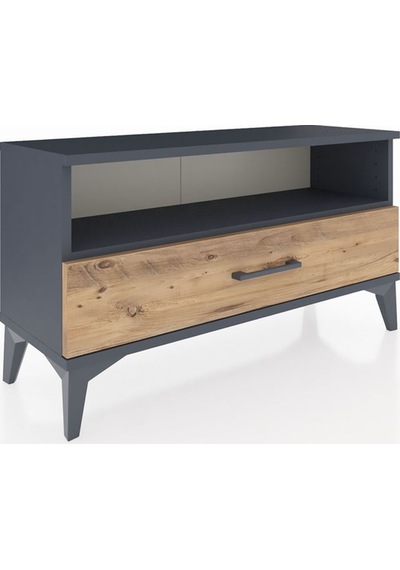Arges Şifonyer Tek Raflı Tek Çekmeceli 88x30x48 Antrasit-çam Antrasit