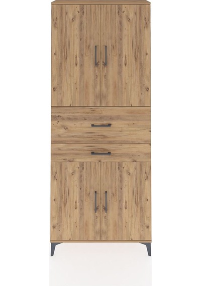 Arges Dolap 4 Raflı 2 Çekmeceli 4 Kapaklı 88x30x221 Çam-çam Çam