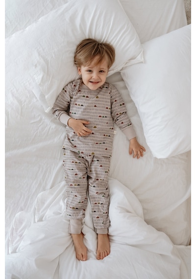 Geometrik Baskılı Color Shapes Çocuk Pijama Seti Gri
