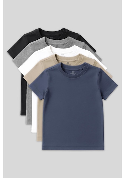 Tommy Life Standart Fit Basic O Yaka 5li Paket Unisex Çocuk T-shirt - 11328 Renkli
