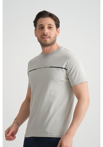 Shooter Sportwear Shooter Erkek T-shirt %100 Pamuk Nefes Alan Bisiklet Yaka Regular Fit Gri